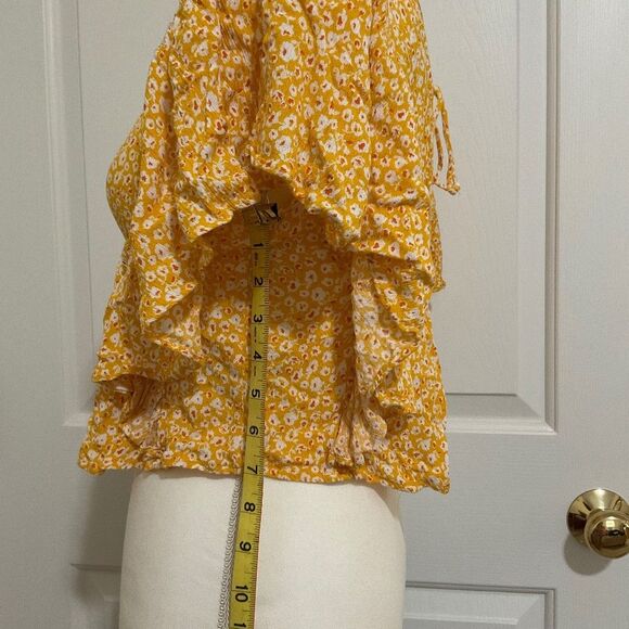 Forever 21 yellow floral button front crop top Size S women’s - Picture 7 of 7